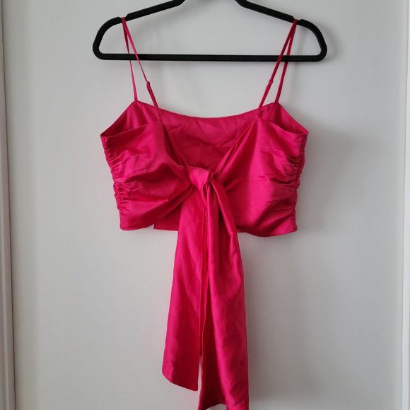 Dynamite Hot pink Valeria Tie-Back Crop Cami size Medium - Picture 3 of 4